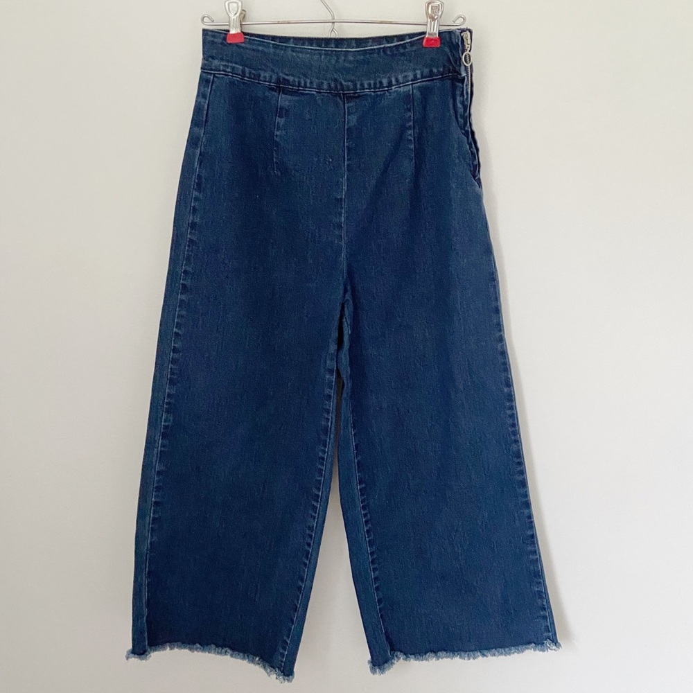 Denim culottes with side zipper!